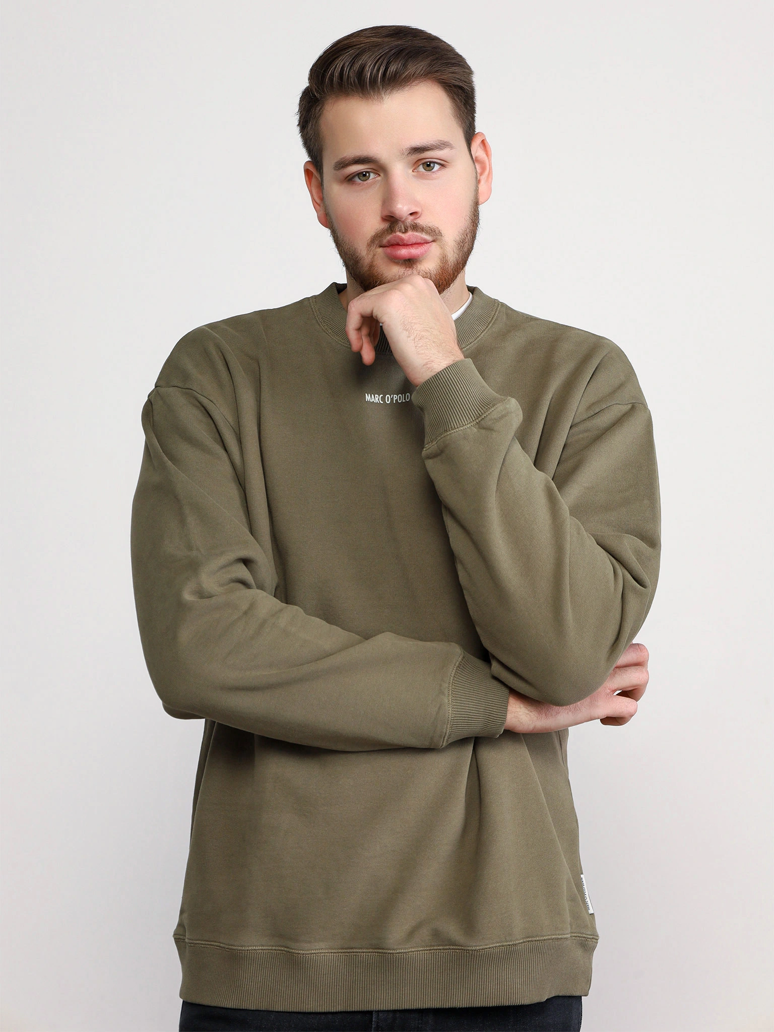 Пуловер цвета хаки из хлопка